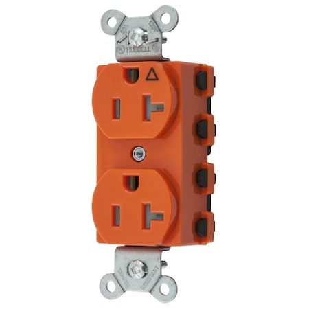Hubbell Wiring Device-Kellems Straight Blade Receptacle, 5-20R, 20 A, 125V AC, 2 Pole, 3 Wire, Flush Mount, Grounded SNAP5362IGTRA